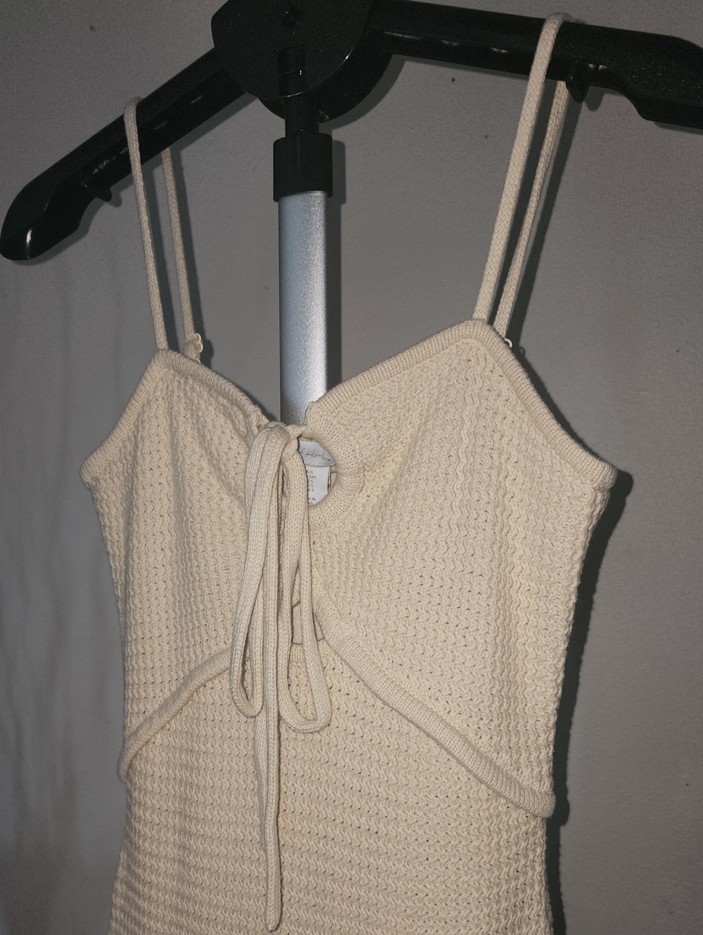 House of Harlow 1960 Cream Knit Tie-Front Midi Dress - Picture 3 of 12